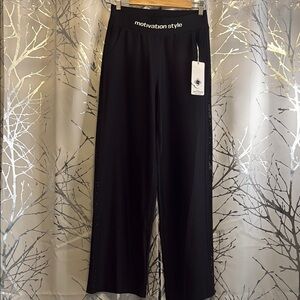 Motivation Style Black Pants with black -stones tuxedo stripes.